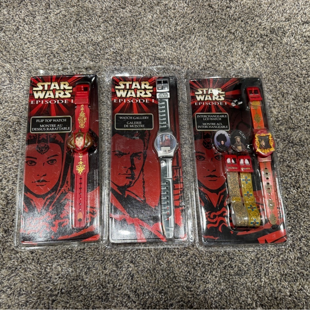 Star Wars Episode I Watch Set lot of 3 vintage sealed
